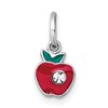 Sterling Silver Madi K Rhodium-plated Enameled Red Apple with Crystal Childrens Pendant