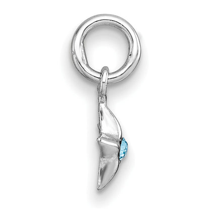 Sterling Silver Madi K Rhodium-plated Polished Blue Crystal Center Star Childrens Pendant
