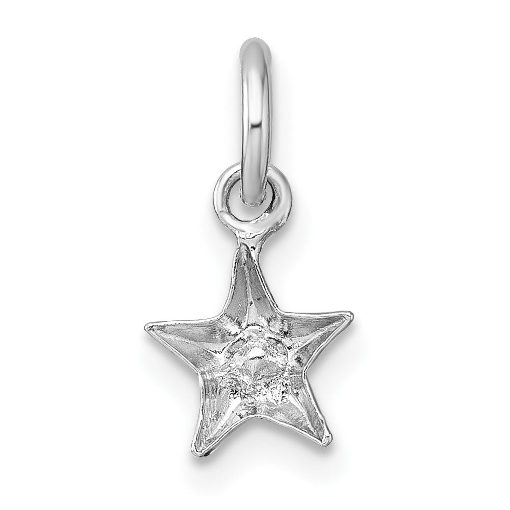 Sterling Silver Madi K Rhodium-plated Polished Blue Crystal Center Star Childrens Pendant