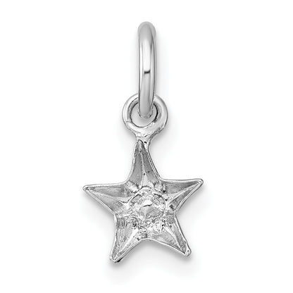Sterling Silver Madi K Rhodium-plated Polished Blue Crystal Center Star Childrens Pendant