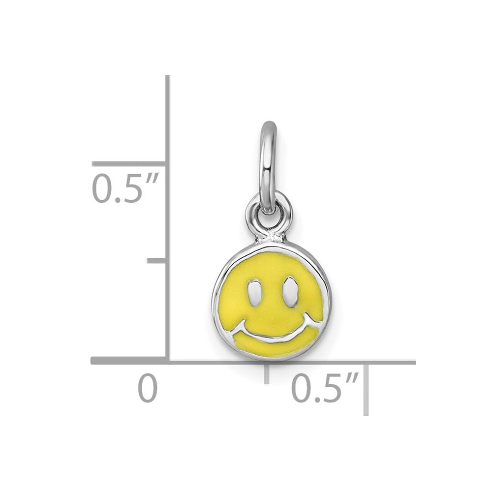 Sterling Silver Madi K Rhodium-plated Enameled Yellow Smiley Face Childrens Pendant