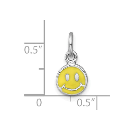 Sterling Silver Madi K Rhodium-plated Enameled Yellow Smiley Face Childrens Pendant