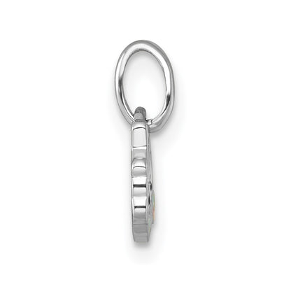 Sterling Silver Rhodium-plated Polished White and Rainbow Enamel Unicorn Cupcake Childrens Pendant