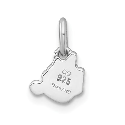 Sterling Silver Rhodium-plated Polished White and Rainbow Enamel Unicorn Cupcake Childrens Pendant