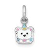 Sterling Silver Rhodium-plated Polished White and Rainbow Enamel Unicorn Polar Bear Childrens Pendant