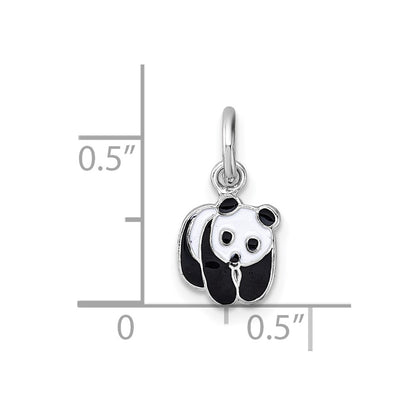 Sterling Silver Madi K Rhodium-plated Enameled Black And White Panda Childrens Pendant