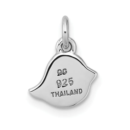 Sterling Silver Rhodium-plated Brushed Little Bird Pendant