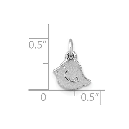 Sterling Silver Rhodium-plated Brushed Little Bird Pendant