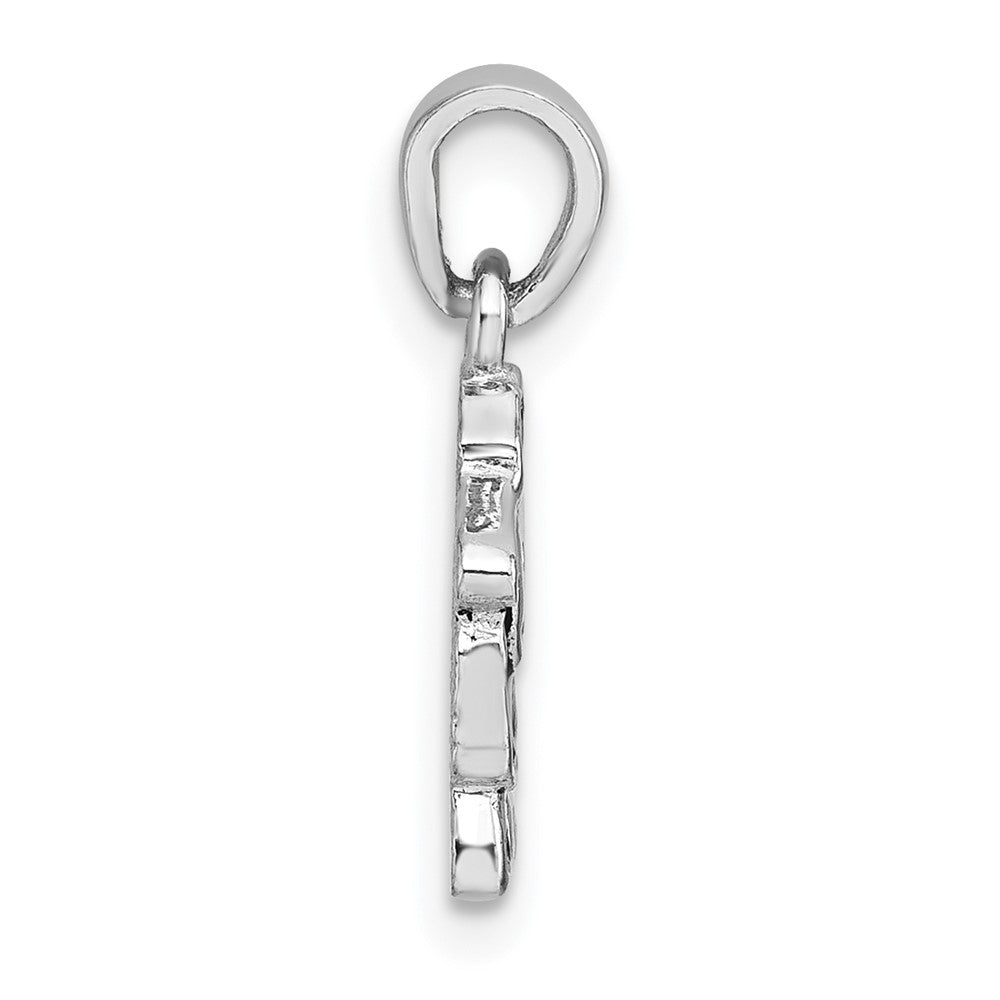 Sterling Silver Rhodium-plated Polished with Black Enamel Sheep Charm Pendant