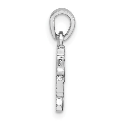 Sterling Silver Rhodium-plated Polished with Black Enamel Sheep Charm Pendant