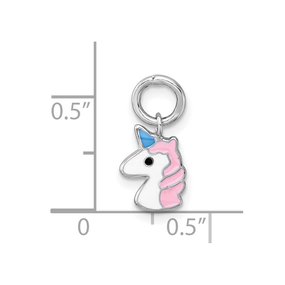 Sterling Silver Madi K Rhodium-plated Enameled Unicorn Childrens Pendant