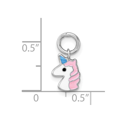 Sterling Silver Madi K Rhodium-plated Enameled Unicorn Childrens Pendant