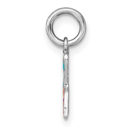 Sterling Silver Madi K Rhodium-plated Enameled Mermaid Tail Childrens Pendant