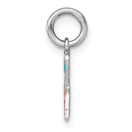 Sterling Silver Madi K Rhodium-plated Enameled Mermaid Tail Childrens Pendant