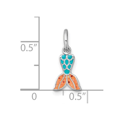 Sterling Silver Madi K Rhodium-plated Enameled Mermaid Tail Childrens Pendant