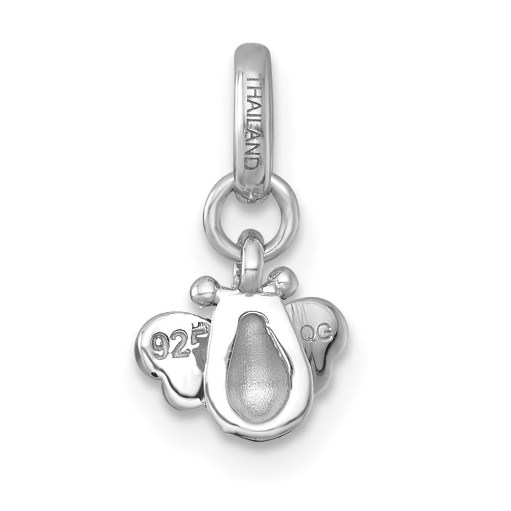 Sterling Silver Rhodium-plated Black/Yellow/White Enamel Bee Childrens Pendant