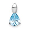 Sterling Silver Rhodium-plated Polished Pear Blue Topaz Teardrop Chain Slide Pendant