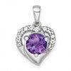 Sterling Silver Rhodium-plated Polished Fancy Amethyst and White Topaz Heart Pendant