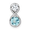 Sterling Silver Rhodium-plated Polished Round Lab Created Paraiba and CZ Infinity Chain Slide Pendant