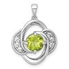 Sterling Silver Rhodium-plated Polished Checker-cut Round Peridot and White Topaz Pendant