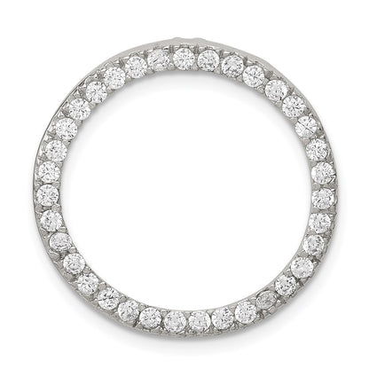 Sterling Silver Rhodium-plated CZ Round Pendant