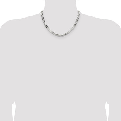 Sterling Silver 5.9mm Flat D/C Pave Curb Chain