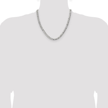 Sterling Silver 5.9mm Flat D/C Pave Curb Chain