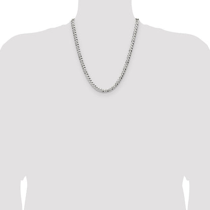 Sterling Silver 5.9mm Flat D/C Pave Curb Chain