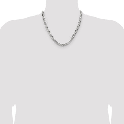 Sterling Silver 6.75mm Flat D/C Pave Curb Chain