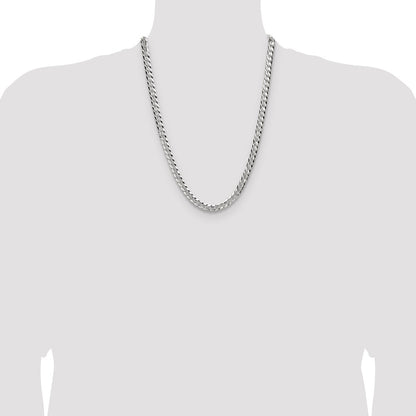 Sterling Silver 6.75mm Flat D/C Pave Curb Chain