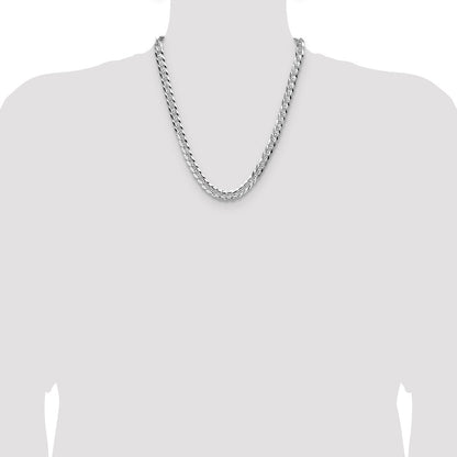 Sterling Silver 7.9mm Flat D/C Pave Curb Chain