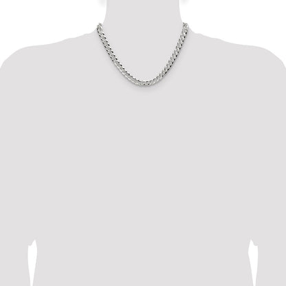 Sterling Silver 8.25mm Flat D/C Pave Curb Chain