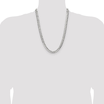 Sterling Silver 8.25mm Flat D/C Pave Curb Chain