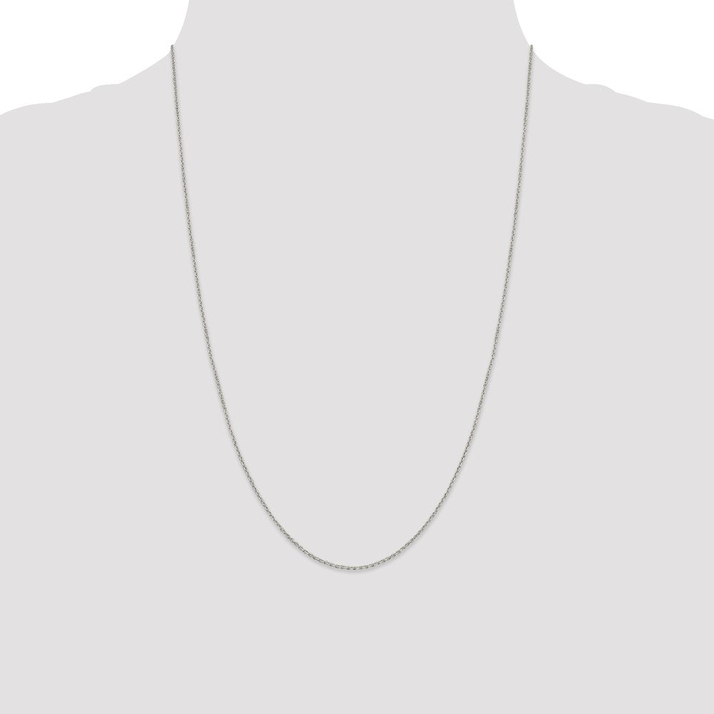 Sterling Silver Rhodium-plated 1.25mm Diamond-cut Forzantine Cable Chain