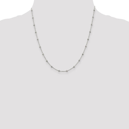 Sterling Silver 1.15mm Diamond-cut Fancy Beaded Chain