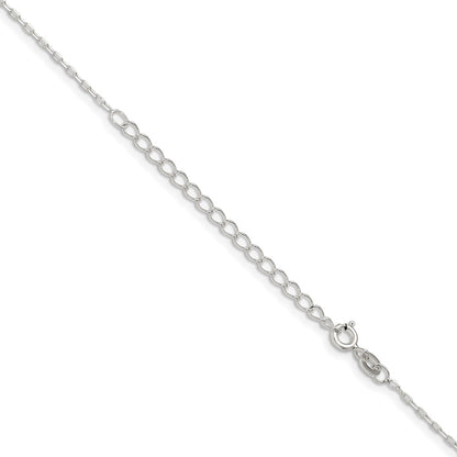 Sterling Silver 1mm Diamond-cut Long Link Cable Chain w/2in ext.