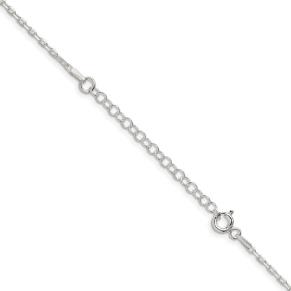 Sterling Silver 1.65mm Diamond-cut Long Link Cable Chain w/2in ext.