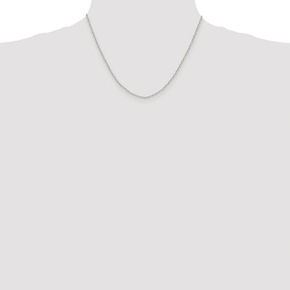 Sterling Silver Rhodium-plated 1.65mm Diamond-cut Long Link Cable Chain