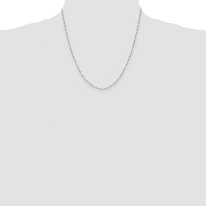 Sterling Silver Rhodium-plated 1.65mm Diamond-cut Long Link Cable Chain