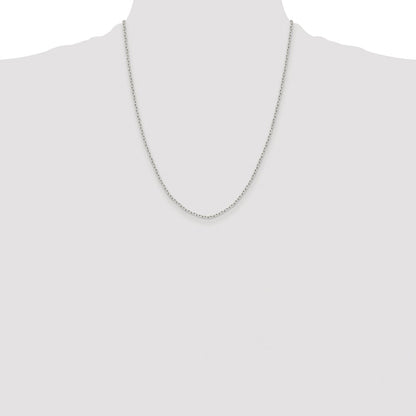 Sterling Silver Rhodium-plated 1.65mm Diamond-cut Long Link Cable Chain