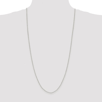 Sterling Silver Rhodium-plated 1.65mm Diamond-cut Long Link Cable Chain