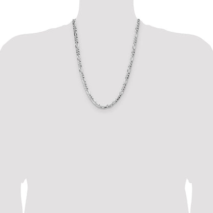 Sterling Silver 6.1mm Flat D/C Pave Figaro Chain