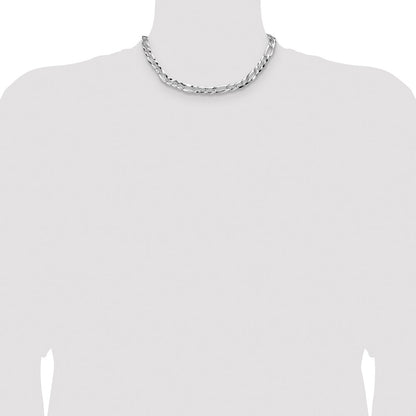 Sterling Silver 8.0mm Flat D/C Pave Figaro Chain