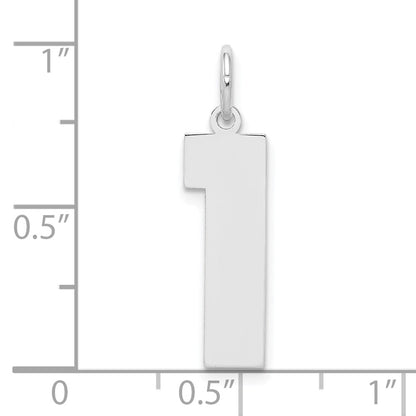Sterling Silver/Rhodium-plated Polished Number 1 Charm