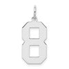 Sterling Silver/Rhodium-plated Polished Number 8 Charm