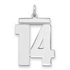 Sterling Silver/Rhodium-plated Polished Number 14 Charm