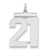 Sterling Silver/Rhodium-plated Polished Number 21 Charm