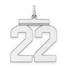 Sterling Silver/Rhodium-plated Polished Number 22 Charm