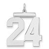 Sterling Silver/Rhodium-plated Polished Number 24 Charm