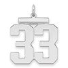 Sterling Silver/Rhodium-plated Polished Number 33 Charm